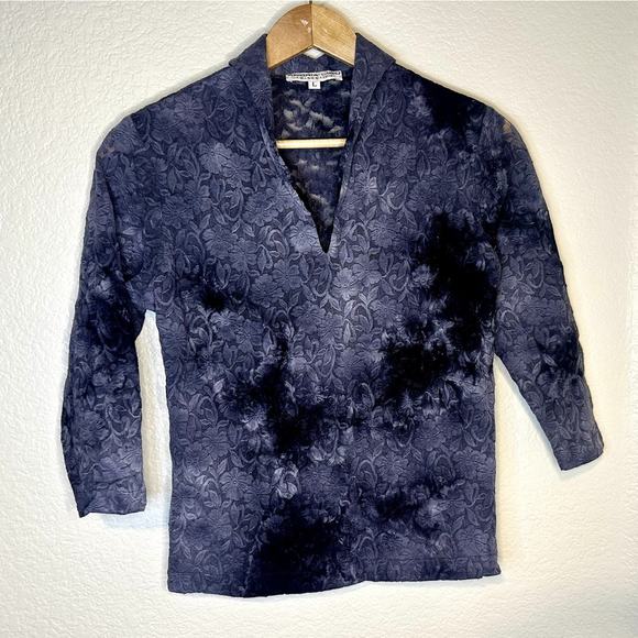 Andria Lieu Vintage Gray Lace‎ Sheer Top L - Picture 1 of 4